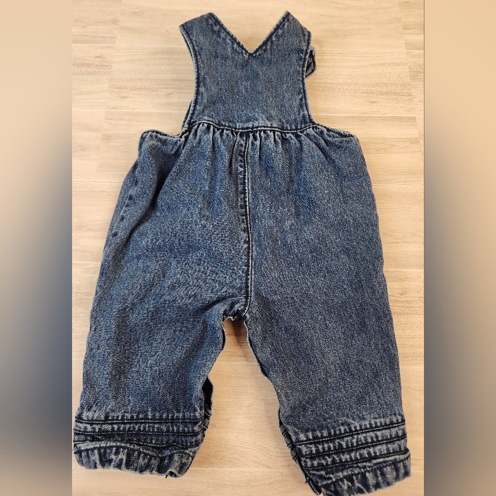 Little Me Blue Denim Overalls with Floral Embroidery - Picture 3 of 4